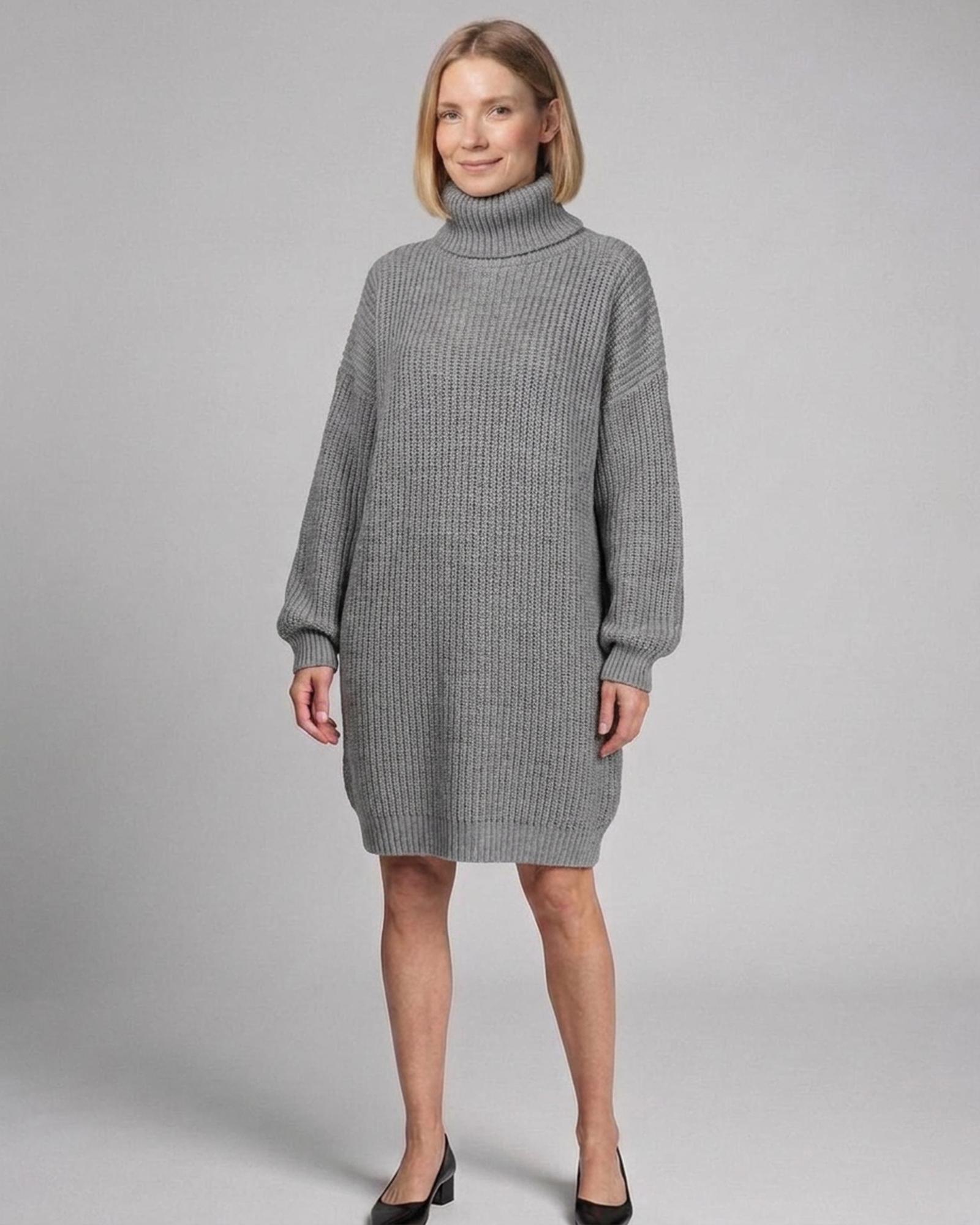 Riet turtleneck sweater dress — Gray (AI visualisation)