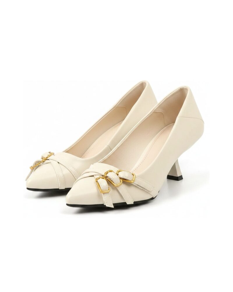 Jantje kitten-heel pump in White — product pair packshot (AI visualisation)