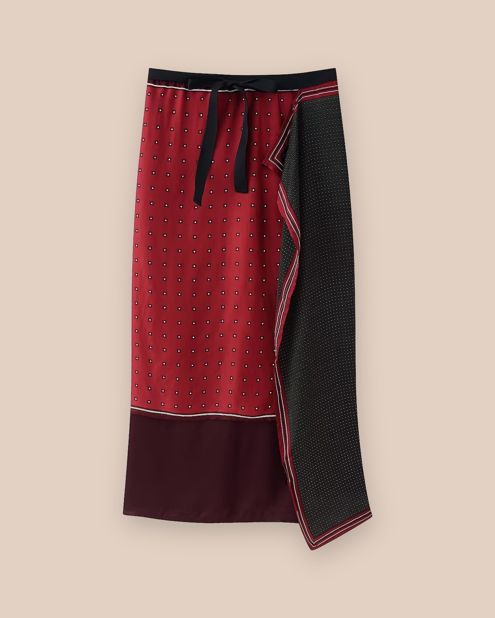 Nelleke · Printed long wrap skirt in Red Dot Print — product photo, front