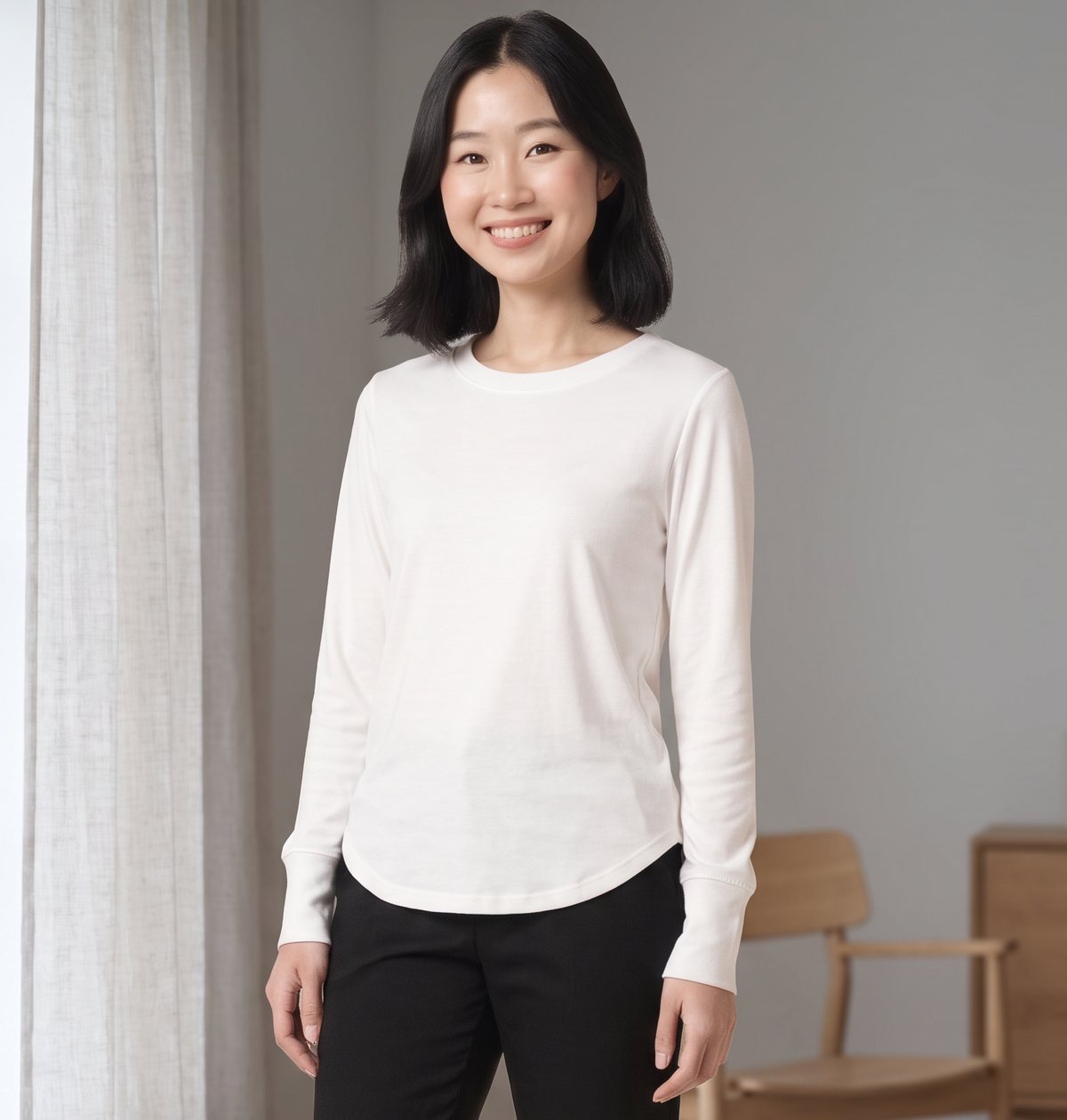 Fleece-lined long-sleeve base layer