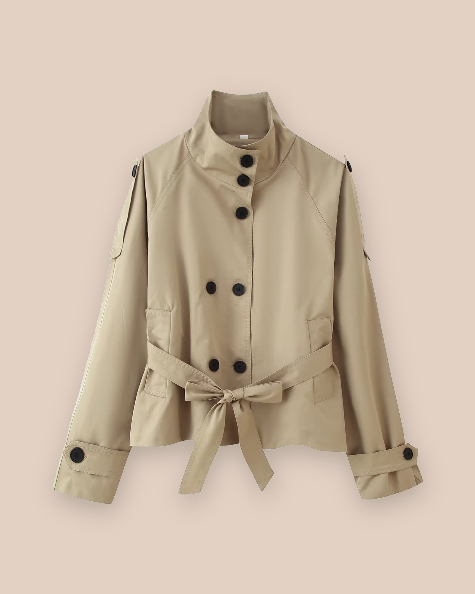 Wilhelmina · Belted trench jacket in Khaki — product photo, front